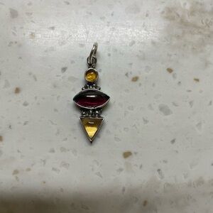 Elegant Red and Yellow Pendant two included sterling silver